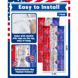 4th of July Decorations Foil Fringe Curtains for Memorial Day, 2 Pack Fourth of July Decor Party Backdrop Red White and Blue Tinsel Streamer, Patriotic Decorations for Independence Labor Veterans Day
