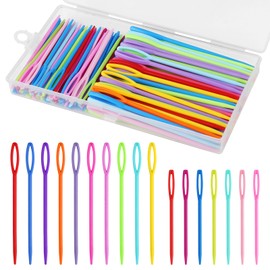 JIANGZHIB Pack of 120 Plastic Sewing Needles, Weaving Needles, Colourful Plastic Sewing Needles, 7 cm and 9 cm Sewing Needles with Large Eye, Plastic Embroidery Needles Children, Plastic Wool Needle