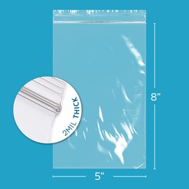 5 x 8 inches, 2Mil Clear Reclosable Zip Bags, case of 1,000 GPI Brand
