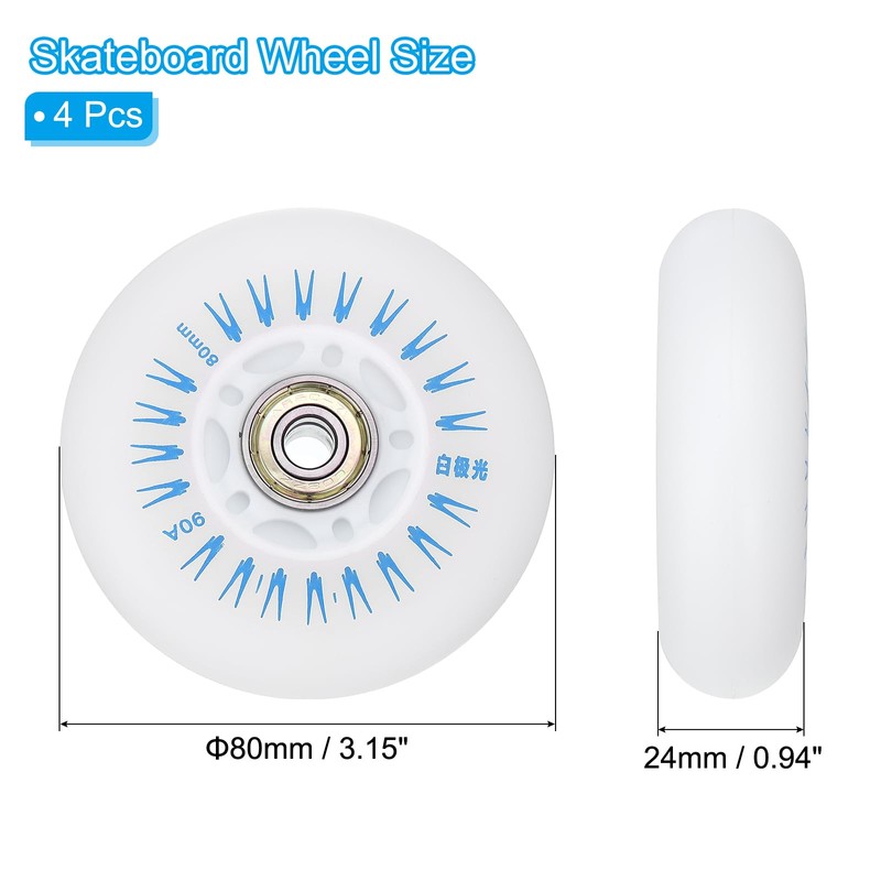 PATIKIL Multicolor Light Up Inline Skate Wheels 80mm, 4Pcs LED