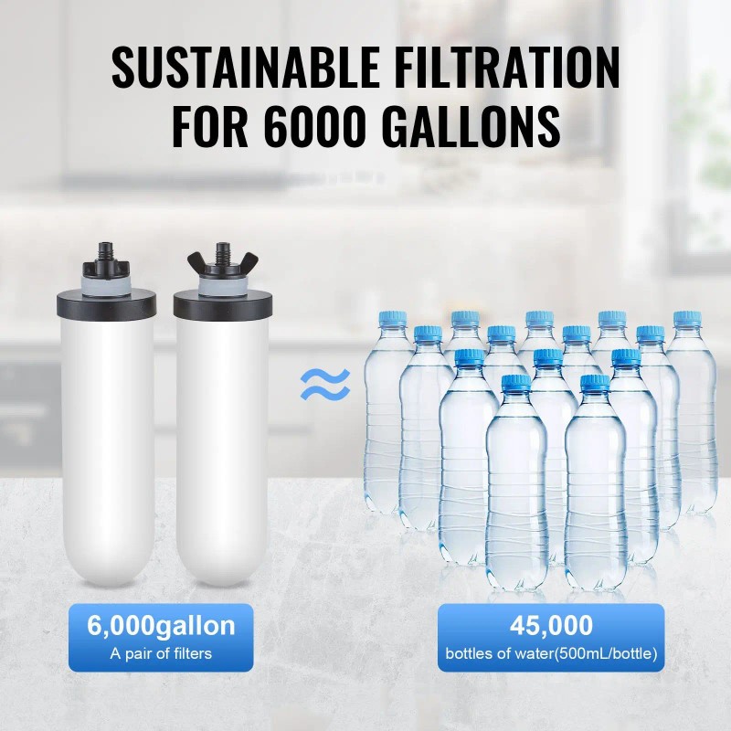 Stainless Steel Outdoor Water Filter System 2.25G Gravity Fed With