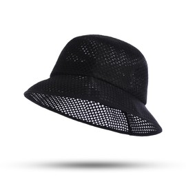 MACOGEAR Mesh Bucket Hat for Women: Summer Hats for Men - Breathable Beach Hat - Cool Safari Hat Gardening Hiking Fishing Hats-Black