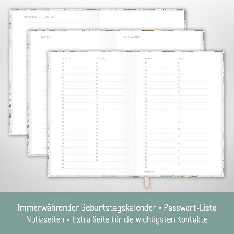 Address Book A6+ for Notes & Passwords "Gold Leaf"