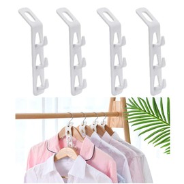 SHULLIN Set of 4 Laundry Hangers, Magic Hangers, Space Saving Hangers, Hanger Hooks, Hanger Connecting Hooks, Multi-functional, Indoor/Outdoor, Convenient, Mini, Closet, Space Saver, Hanger Connector,