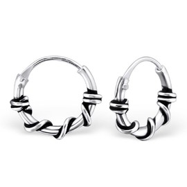 ICYROSE 925 Sterling Silver 10mm 3/8 inch Bali Endless Hoop Earrings 22298