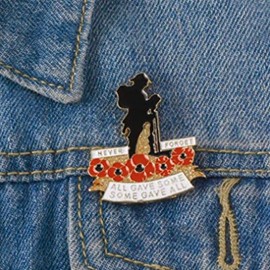 Acxico 3Pcs Never Forget Red Poppy Pin Brooch and Lest We Forget Enamel Poppy Brooches Pins Flowers Badge Brooch