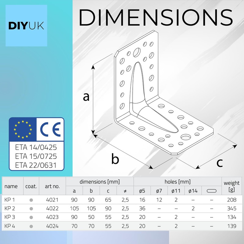 Angle Bracket 70x70x55x2.5mm ( Pack of: 2 ) Heavy Duty