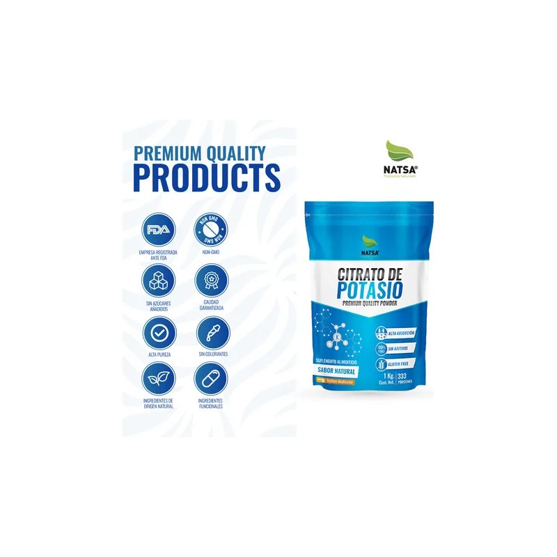 Citrato De Potasio, Calidad Premium, Bolsa 1 Kg Sabor Natural