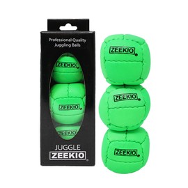 Zeekio Galaxy Juggling Balls - Premium 12 Panel Genuine Leather Balls - 130g - 67mm - Pack of 3 (Neon Green)