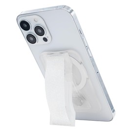 LoveHandle PRO for MagSafe Compatible Magnetic Phone Grip - Phone Strap - Mount, Handle and Kickstand for Smartphone and Tablet - Crystal Clear Glitter - Eligible for All MagSafe Devices
