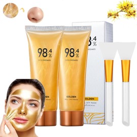2Pcs 98.4 Gold Foil Peel-Off Mask, Gold Peel Off Mask Anti-Arrugas,98.4 Golden Peel Off Mask, Mascarilla Anti-Envejecimiento Dorado Para Hidratación, 