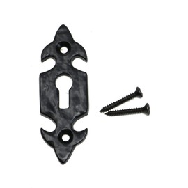 fiXte® Fleur de LYS Door Escutcheon Lock Keyhole Cover Plate and Fixings in Antique Black