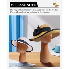 CHADWICK Mannequin Head Block, Hat and Wig Display Stand, Imitation Wooden Wig Head Stand, Abstract Dome Model Head, Manikin Head Hat Holder for Shop, Hair Salon, Home Decor, Durable GFRP Material
