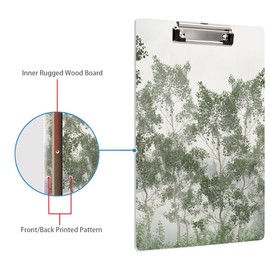 WAVEYU Cute Clipboard, Decorative Office School Fashion Hardboard Wood Nursing Clip Board for Standard A4 Letter Size for Students, Women,12.5"x 9", Green