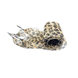 "N/A" Fashion Leopard Shoe Laces, Soft Satin Ribbon Shoelaces for Casual Shoes Shoestring for Women Girls 4CM Wide 1 Pair (Yellow leopard)
