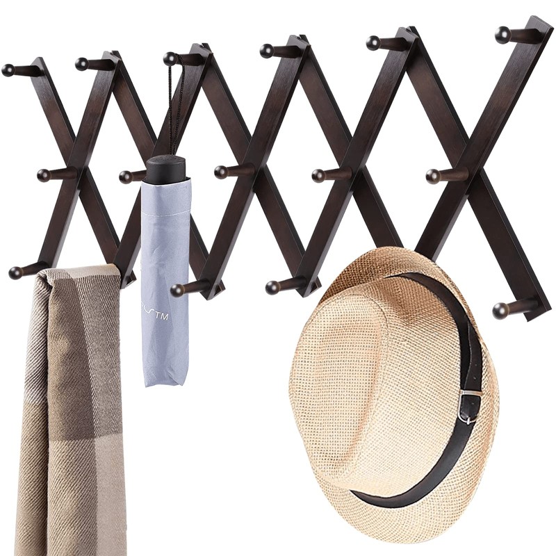Homode Accordion Wall Hanger, Hat Hangers Wall Mounted, Wood Accordian