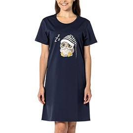 In One Clothing Ladies Nightdress with Owls or Sloth Motif Print, Owl sleeping cap