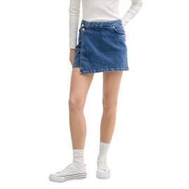 TOM TAILOR Denim Women's Jeans Skorts in Wrap Look, 10119 - Used Mid Stone Blue Denim, XS