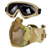 Airsoft Mask with Goggles, Foldable Half Face with Ear Protection