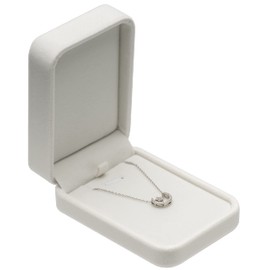 POKOFO Classic Velvet Necklace Pendant Box Jewelry Gift Boxes (White)