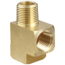 Anderson Metals-06127-06 Brass Pipe Fitting, Barstock Street Tee, 3/8" Female Pipe x 3/8" Male Pipe x 3/8" Female Pipe