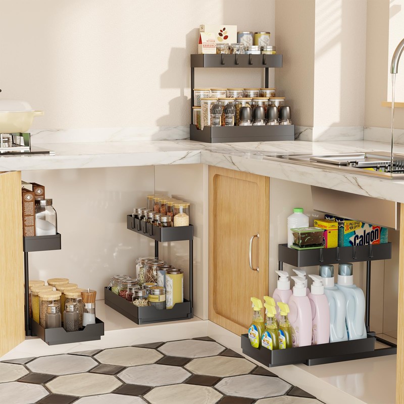 Simple Trending Under Sink Organizer 2 Pack, 2 Tier Cabinet