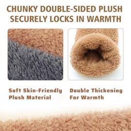 Snugglepaws Sock Slippers，Snuggle Paws Thigh High Socks，Furry Long Leg Warmers Winter Home Sleeping Socks (Brown,1 Pairs)