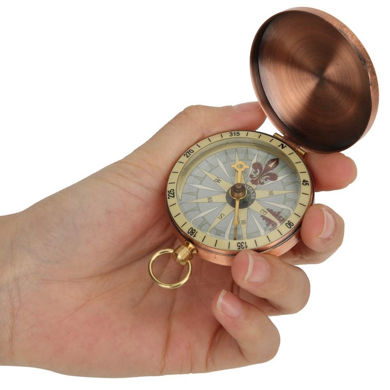 Vbest life Portable Vintage Retro Compass Metal Copper Flip Cover