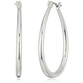 Chaps Women's Oval Tubular Clickit Hoop Earrings, Silver