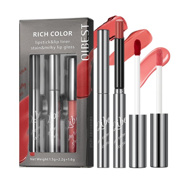 3PCS Lip Makeup Set – Matte Lipstick, Peel-Off Lip Liner