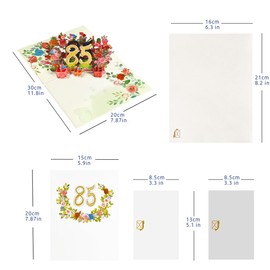 CNLITIHEKA 85th Pop Up Birthday Card for Women, Happy 85th Birthday Card for Mom, 3D Flower Birthday Greeting Cards for Wife, 85th Year Old Birthday Card for Grandmother with Note and Envelope.