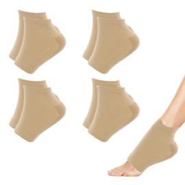 4 Pairs Moisturizing Heel Socks for Cracked Heels, Gel Heel Socks for Dry Cracked Overnight Feet Sleep