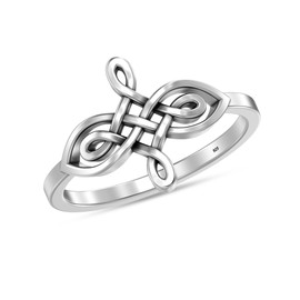LeCalla 925 Sterling Silver Celtic Knot Cross Heart Eternity Wedding Band Rings Mothers Day Gifts for Women Hypoallergenic Ring for Teens Size - 7