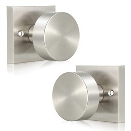 HIMEETIME Brushed Nickel Dummy Door Knob Interior, Hall and Closet Dummy Door Knob Door Handles, Screws Included - 2 Pack