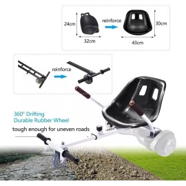 Hishine Hover seat Attachment, Hover Go Kart, Hoverkart For Electric Scooter - White
