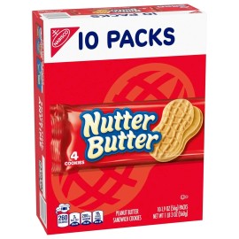 NUTTER BUTTER Peanut Butter Sandwich Cookies, 10 Snack Packs(4 Cookies Per Pack)
