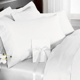 R.T. Home - Egyptian Luxury Extra Long Cotton Hotel Quality Single Size Flat Bed Sheet 180X270CM 500 Thread Count Sateen Weave White (White) Flat Sheet Single 180*270CM