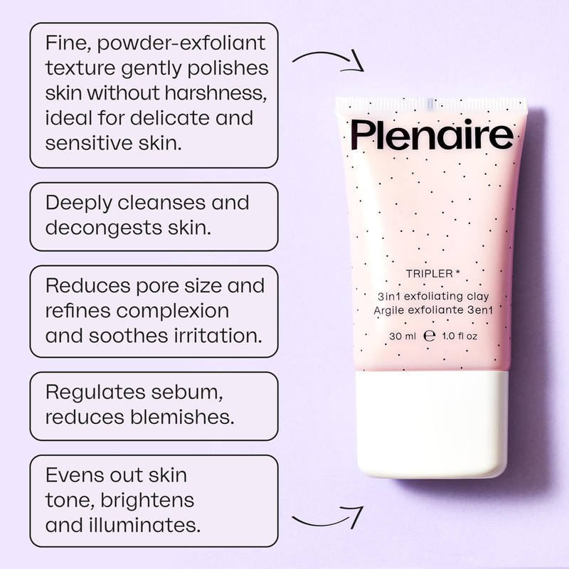 Tripler by Plenaire: Ultimate 3-in-1 Exfoliating Clay Mask (100ml)