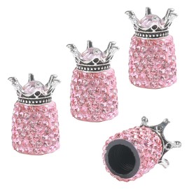 Flaconi 4PCS Luftventilkappen Kfz,Bling Autostaubkappen,Ventilkappen Auto,Autoreifen Ventilkappen,Reifenventilkappen,Geeignet für die meisten Autos,Lastwagen und Fahrräder,etc (Rosa)