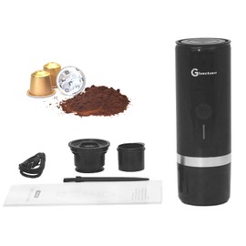 Glueckzeit Portable Espresso Maker, Travel Coffee Maker for Camping,Electric Coffee Machine Compatible NS Capsule & Ground Coffee Fast Brewing Espresso Machine for Office Hiking Rechargeable Type C-C