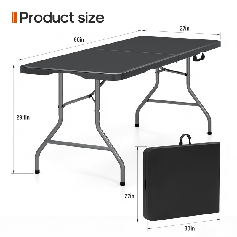 Fenbeli 5FT Folding Table, 350 LBS Heavy Duty with 18%