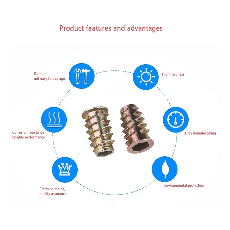 Threaded Insert Nuts, 222 Pcs Zinc Alloy D Nuts,Hexagon Socket