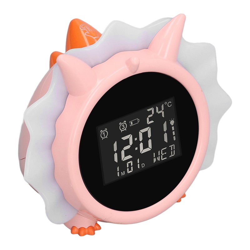 Alarm Clock Pink Dinosaur Shape Multifunctional Bedside LED Electronic Alarm
