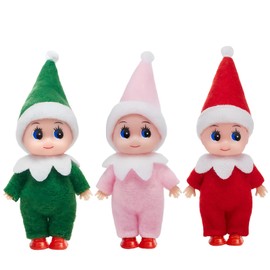 3pcs Christmas Elf Baby Mini Dolls,Christmas Baby Elves Twins Cute Little Elfs,Naughty Tiny Baby Elf Doll Novelty Toys Christmas Tradition Small Dolls for Girls Boys Kids Gift Xmas Stocking Stuffers