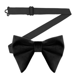 Luckyvestir Men's Oversized Velvet Bow Tie, Pre-Tied Adjustable Bowties, Silk Black Big Bow ties for Men Women for Party