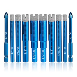 Diamond Drill Bits Set 8PC and 2PC 4-Edge Cross Drill for Versatile Ceramic Drill bit Granite, Hard Tiles Marble, Masonry, Concrete, Glass, Dry Precise Drilling