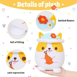 AIXINI Cute Corgi Plush Pillow 8" Dog Stuffed Animal, Soft Kawaii Corgi Plushie with Hat Outfit Costume Gift for Kids