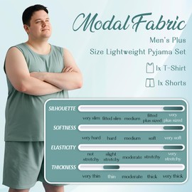 Tycoonest Mens Oversized Pyjamas Shorts Bottoms Set, Undershirt Vest Lounge Nightwear, Jersey Soft Comfy Modal Summer PJ Shorts, Green, 5XL