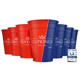 CUPKINGS Party Cup Set | 22 Hard Plastic Cups Made in Germany | Festival Accessories & Party Decoration | 473 ml / 16 oz | Dishwasher Safe & Reusable | Reusable Cups | Red/Blue