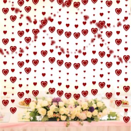 Valentines Decorations | 4Pcs 10 Ft 3D Red Heart Star Garlands | Hanging Streamer Banner for Anniversary Engagement Wedding Bridal Shower Bachelorette Birthday Party Decorations